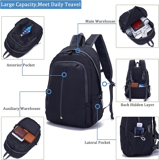 YZAOLL 25L Lightweight Packable Hiking Backpack Waterproof Hiking Daypack - Image 5