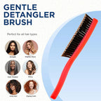 Giorgio GION1R Neon Red 7.75 inch Gentle Touch Detangler Hair Brush for Men and Women. Soft Bristles for Sensitive Scalp. Wet and Dry for all Hair Types. Scalp Massager Brush Stimulate Hair Growth