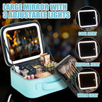 Makeup Travel Train Case with Mirror LED Light 3 Adjustable Brightness Large - Image 4