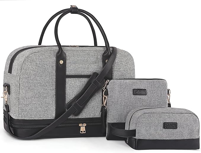 Weekender Bag for Women Canvas Overnight Bag Large Travel Tote Bag Carry on by BOLOSTA