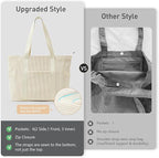 Tote Bag for Women with Zipper, Travel Tote Bags with Compartments Large - Image 7