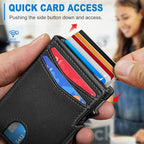 Men Wallet, with Money Clip Coins Pocket ID Window, Slim Front Pocket RFID - Image 5