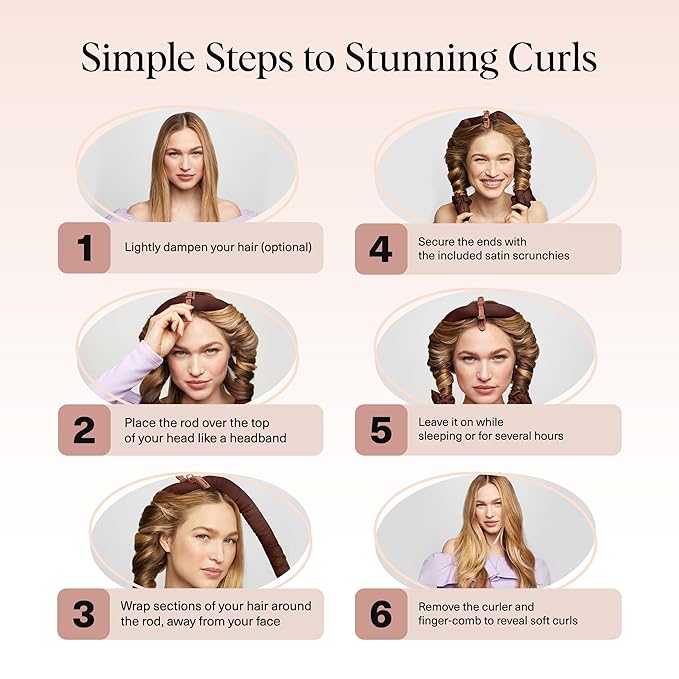 Kitsch XL Satin Heatless Hair Curler Set - Heatless Curls for an Overnight Blowout, Comfortable Hair Curlers to Sleep In for Frizz-Free, No Heat Damage Styling, Jumbo Curling Rod Headband - Chocolate