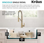 KRAUS Forteza 32-inch Granite Undermount Single Bowl White Kitchen Sink - Image 5