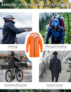 COOFANDY Men's Long Raincoat Ligtweight Rain Jacket Waterproof Outdoor Jackets - Image 4