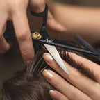 Razor Sharp Hair Scissors - 6.5" - Hammer Forged & Hand Sharpened - 100% Stainless Steel - RIGHT HANDED (Black)