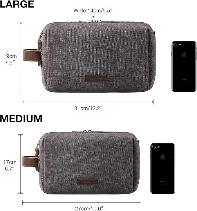 BAGSMART Toiletry Bag for Men, Canvas Travel Toiletry Organizer Dopp Kit - Image 6