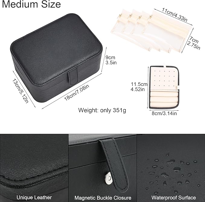 2 Layer Portable Jewelry Box, Large Jewelry Travel Case - Image 2