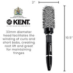 Kent KS30 Nylon Radial Salon Hair Brush With Heat Reflecting Core (33mm Diameter) - For Styling, Straight Blow-Dry, and Easy Curling