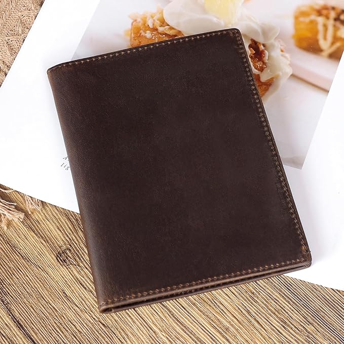Polare Full Grain Leather Passport Holder RFID Blocking Travel Bifold Wallet - Image 9