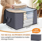 Fab totes 6 Pack Clothes Storage, Foldable Thick Fabric Blanket Storage Bags - Image 2
