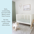 Newton Baby Galileo Standard Crib, Solid Beech Wood in Warm White Color - Image 2