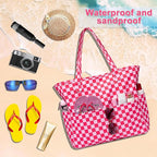 LEDAOU Large Beach Tote Bag Women Waterproof Sandproof Zipper Beach Tote Bag - Image 5