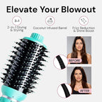 L'ANGE HAIR VolumeBoost 60mm 2-in-1 Ceramic Volumizing Brush Dryer | Fast Drying & Styling for Frizz-Free, Voluminous Blowouts | Ceramic-Coated Barrel (Blue)