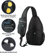 WATERFLY Crossbody Sling Backpack Sling Bag Travel Hiking Chest Bag Daypack - Image 3