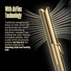 Hair Straightener and Curler 2 in 1 by BeKind Flex, 360° Hair Styler Flat Iron for All Styles, Floating Plates Design, Airflex Lower Temp for Better Styling, Gift for Girls and Women - Golden
