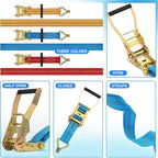 2Pack Ratchet Straps Heavy Duty, 2” 32Ft Tie Down Straps Ratchet, Tie Down - Image 7