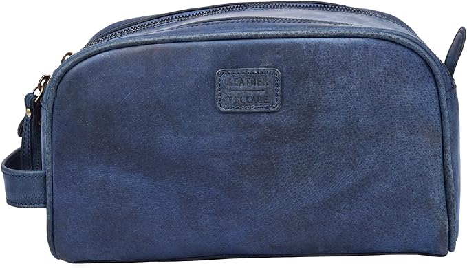 LEATHER VILLAGE Premium Leather Toiletry Travel Pouch - Image 2