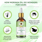 Organic Veda Moringa Oil Virgin 100% Pure & USDA Organic - Multi Purpose, Face, Hair & Skin, Nails, Fast Absorbing, Moisturizing & Beautifying - The Miracle Tree Moringa Oleifera Seed Oil, 1.7 fl.oz