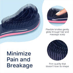 Crave Naturals Glide Thru Hair Brush - Detangler Brush for Curly, Straight, Wet or Dry Hair - Gentle Detangling Brushes for Adults, Kids, Toddlers - Hair Accessories for Women, 7.5x3" - Pink