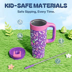 24 oz Insulated Tumbler for Kids: Spill-Proof, 2-in-1 Straw Lid, Cold for 26 Hrs - Image 5