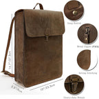 Genuine Leather Backpack for Men and Women, Minimalistic Leather Backpack - Image 5
