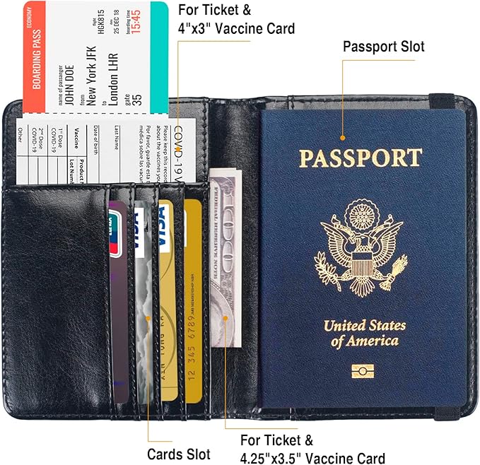 Passport Holder for Travel Passport Cover for Men Passport Wallet Case - Image 3