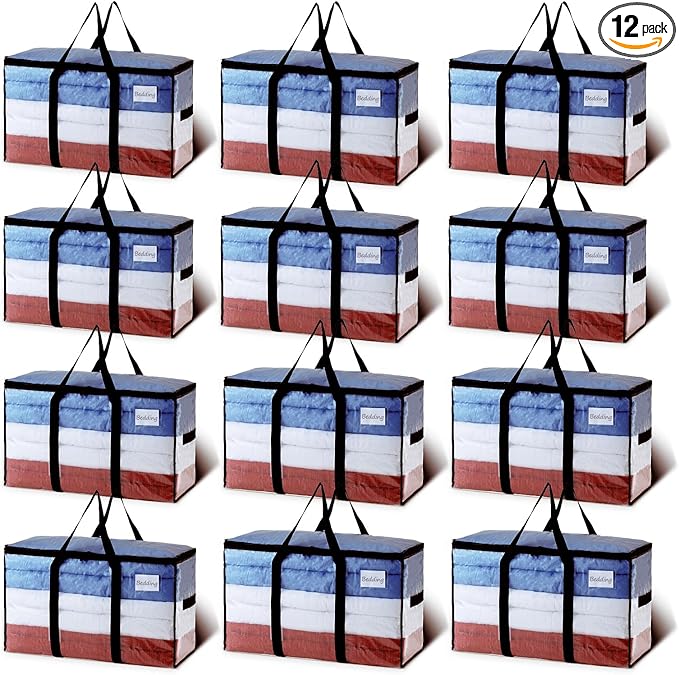 TAILI Extra Large Moving Bags, 12 Pack Clear Heavy Duty Totes by TAILI
