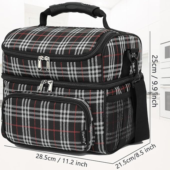 FlowFly Double Layer Cooler Insulated Lunch Bag Adult Lunch Box Large Tote Bag - Image 3