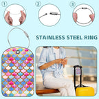Tie-dye Fish Scale Luggage Tag for Suitcase Set of 2 PU Leather Cute Luggage - Image 3