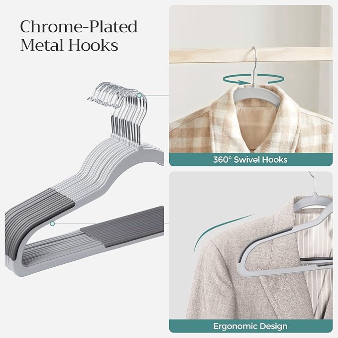 SONGMICS Clothes Hangers, Space-Saving, Light Gray and Dark Gray UCRP050G100 - Image 5