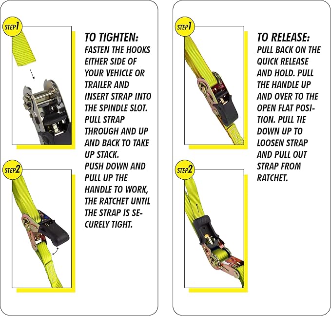 Cartman Ratchet Tie Down, 4Pk 15Ft, 500Lbs Load Cap/ 1500Lbs Break Strength - Image 6