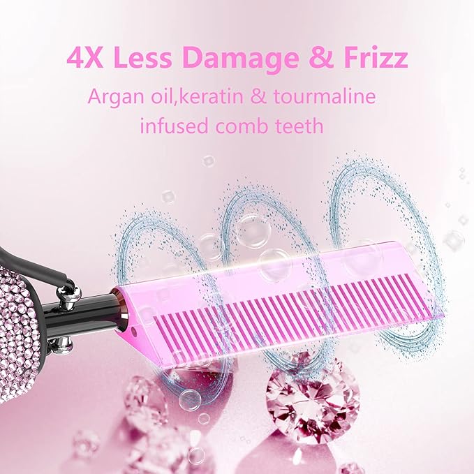 Dan Technology 500℉ Hot Comb for Wigs, Diamond Hair Straightener, 7 Temperature Settings, 60 Min Auto-Off, Professional Styling Tool for Natural Black Hair