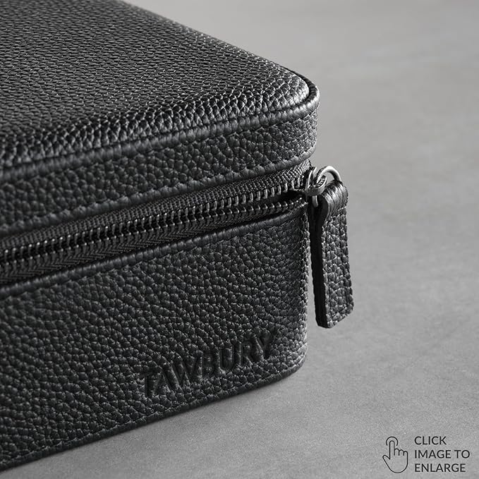 TAWBURY 3 Watch Case for Men – Luxury Leather Watch Travel Case for Men | Black - Image 8