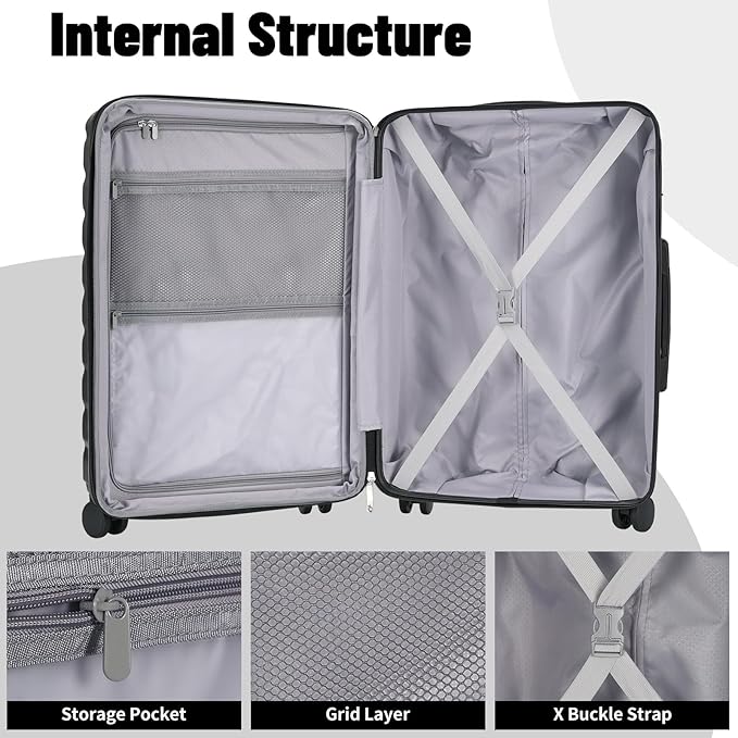 Lightweight Luggage with Spinner Wheels & YKK Zipper, Hard Shell 3-Piece - Image 4
