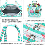 LEDAOU Large Beach Tote Bag Women Waterproof Sandproof Zipper Beach Tote Bag - Image 6