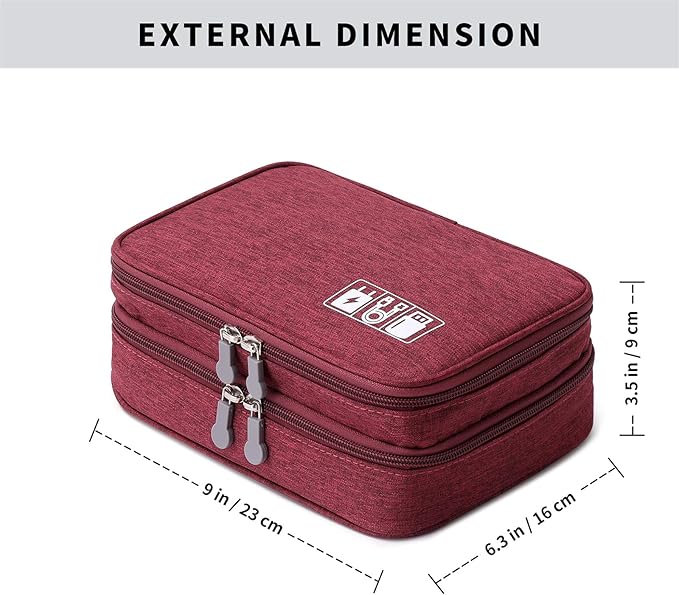 Travel Cable Organizer Bag, Electronic Accessories Case Portable Double Layer - Image 2