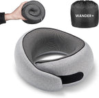 WANDER PLUS® Travel Pillow, 100% Pure Memory Foam Travel Neck Pillow Airplane by WANDERPLUS