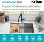 KRAUS Kore 33-Inch Undermount Workstation 16 Gauge Double Bowl Stainless Steel - Image 3