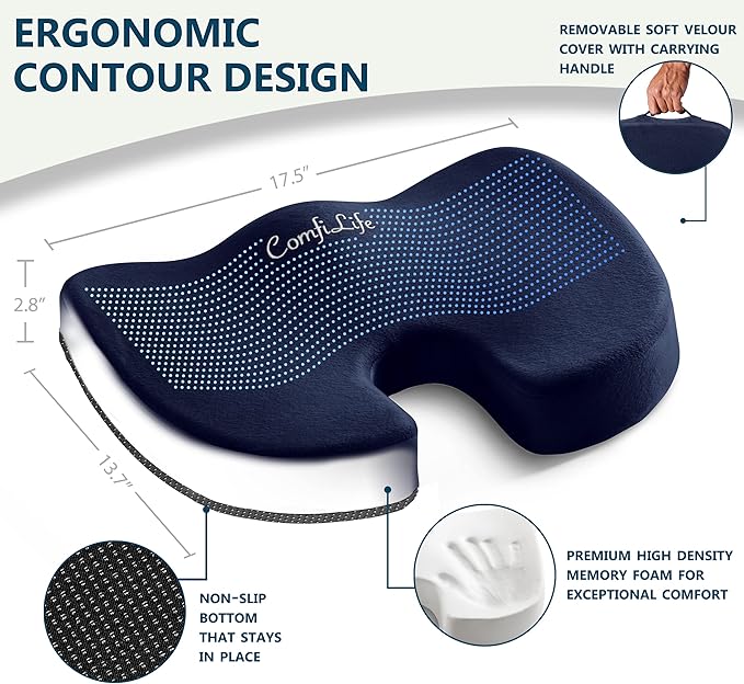 ComfiLife Premium Seat Cushion – 100% Memory Foam Office Chair Cushion - Image 3