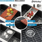 33 Inch Black Undermount Granite Composite Kitchen Sink Under Counter Quartz - Image 6