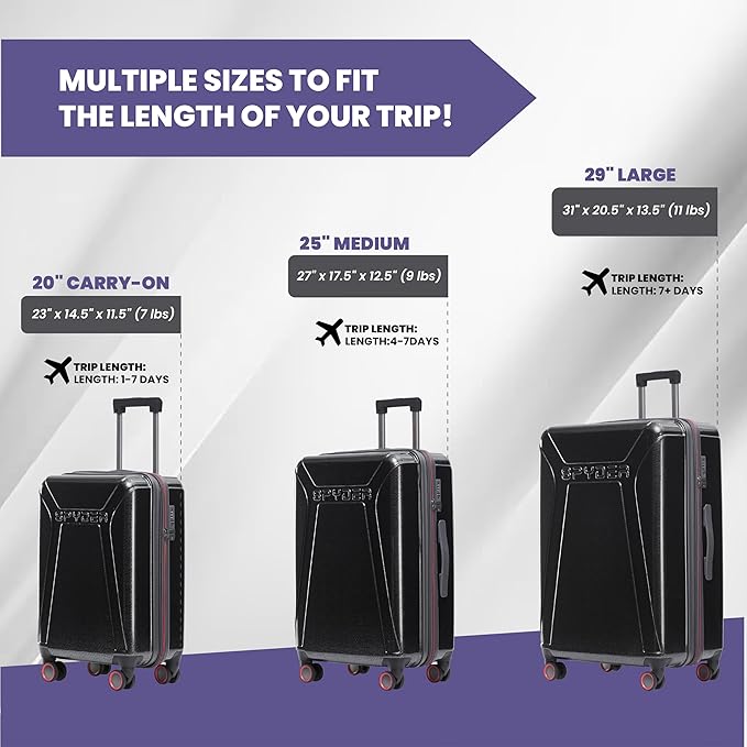 Spyder Traverse 3 Piece Luggage Set, 360° Spinner Wheels, TSA Approved Lock - Image 7