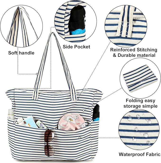 Beach Pool Bags Tote for Women Ladies Large Gym Tote Carry On Bag - Image 6