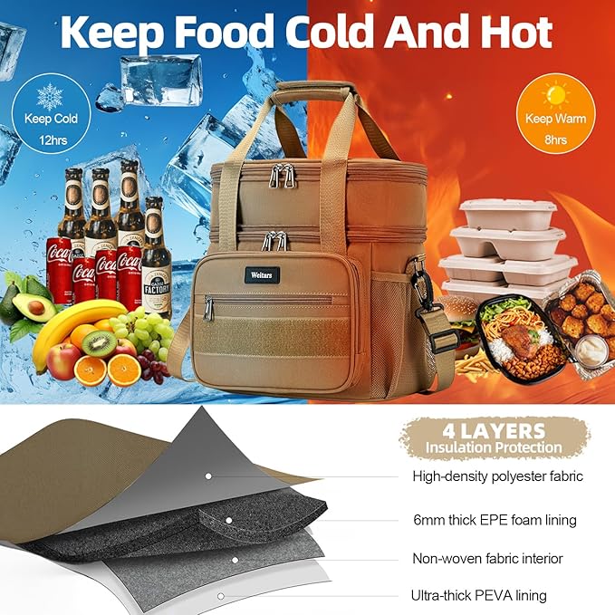 Weitars Lunch Box for Men Women Dual Compartment Lunch Box Heavy Duty Large - Image 4