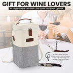 Insulated Wine Bag Cooler – Beige and Gray, Holds 4 Bottles, Wine Opener - Image 6