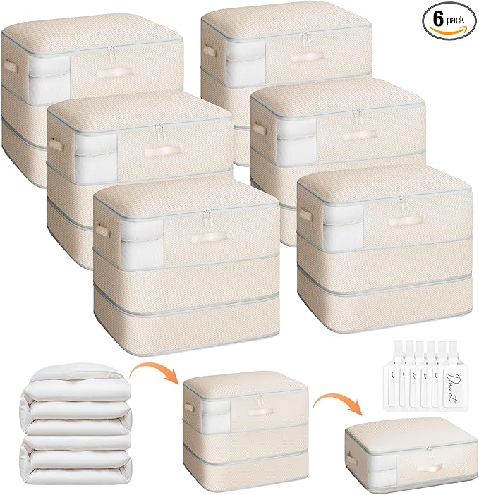 6 Pack Compression Storage Bags - 110L Large Capacity Comforter Storage Bag by Homsorout