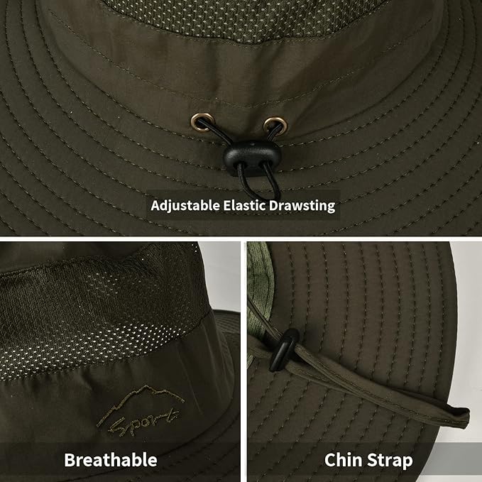 Sun Hats for Men Women Fishing Hat UPF 50+ Breathable Wide Brim Summer UV - Image 2