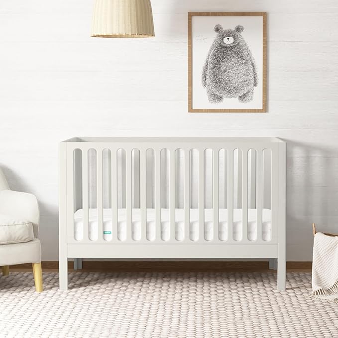 Newton Baby Galileo Standard Crib, Solid Beech Wood in Warm White Color by newton