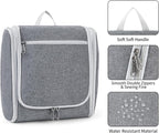 Della Gao Travel Hanging Toiletry Bag for Men and Women, Large Capacity Cosmetics Bag Makeup Bag Organizer, Bathroom Bag, Water-Resistant Nylon, Grey