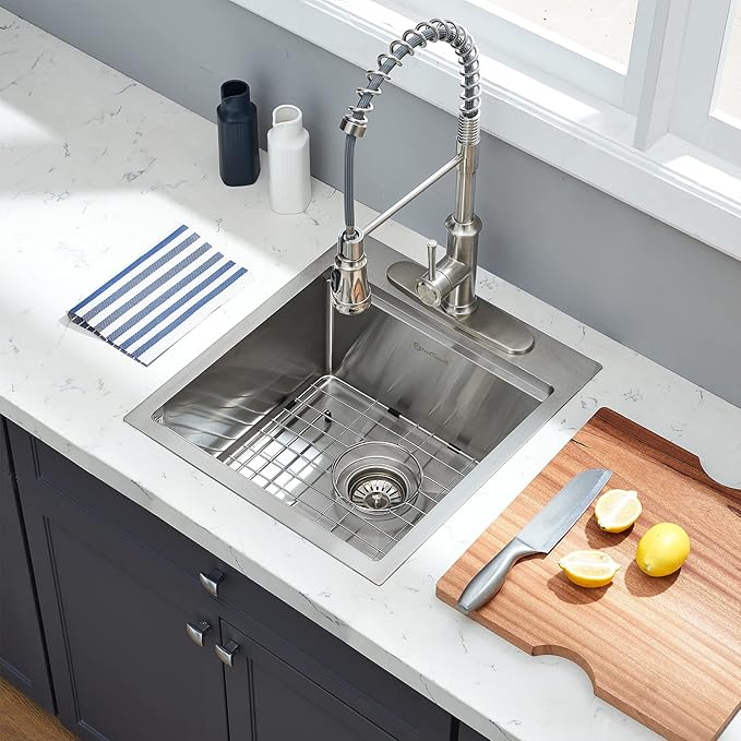 Kitchen Sink, 17 x 19 Inch Drop-in Bar Sink Stainless Steel Topmount Kitchen - Image 2